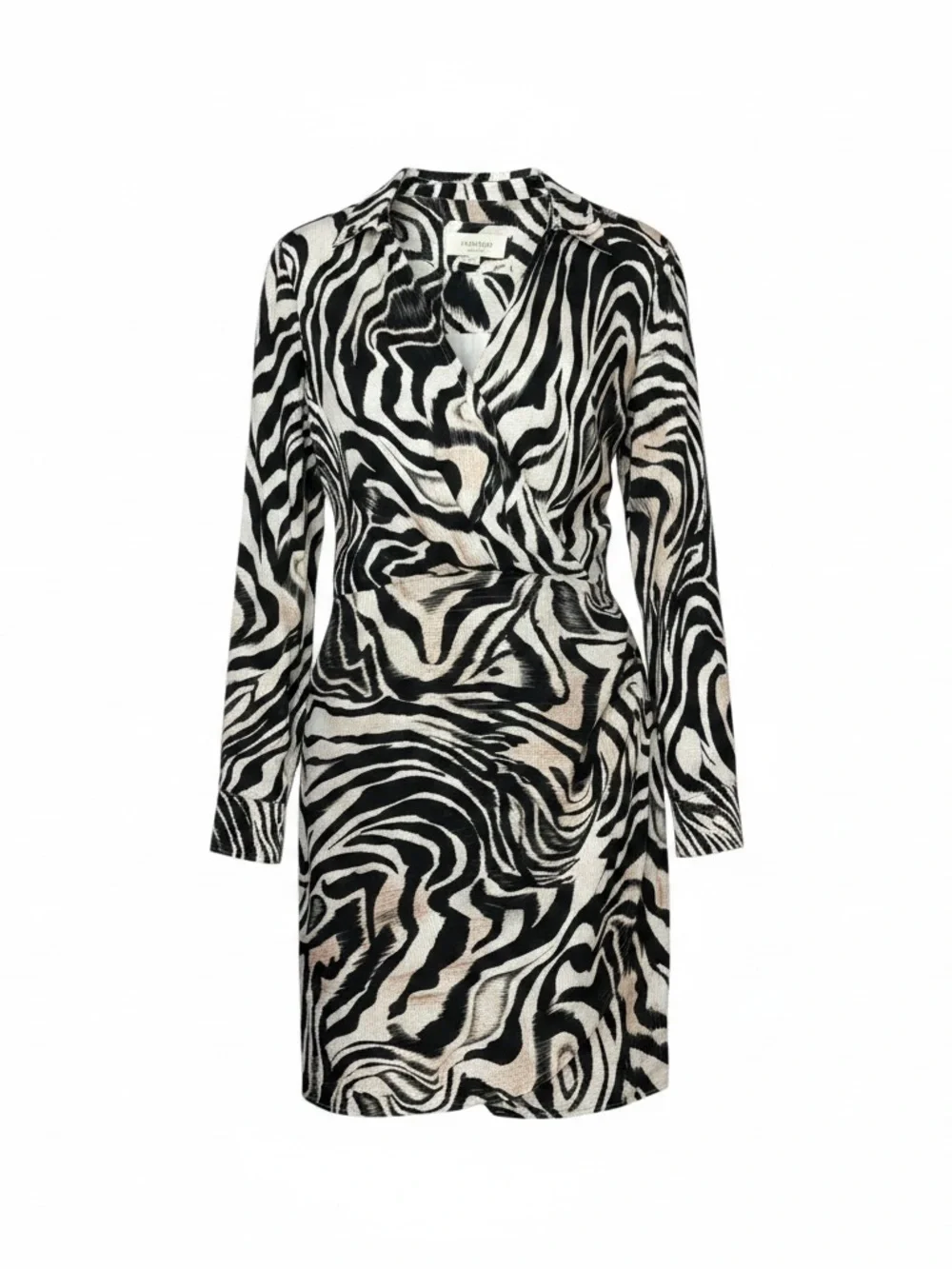 Anthropologie Zebra-Print Long-Sleeve Wrap Dress - Black & White - Picture 2 of 9